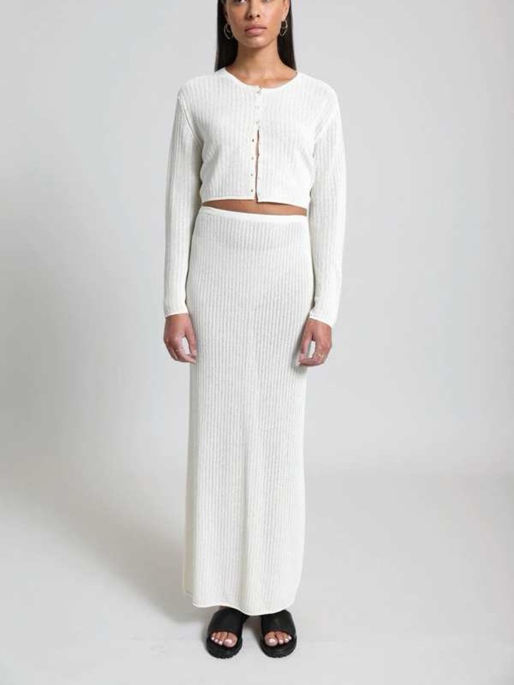 Leset Brand New (NWT) Jasmine Pointelle Maxi Skirt - Off- White